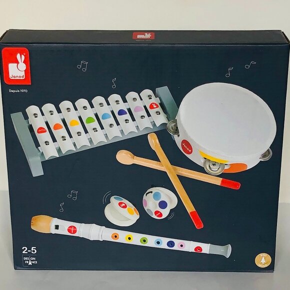 Janod Wooden & Metal Confetti Musical Set New in Box For Age 2+ - Picture 6 of 15